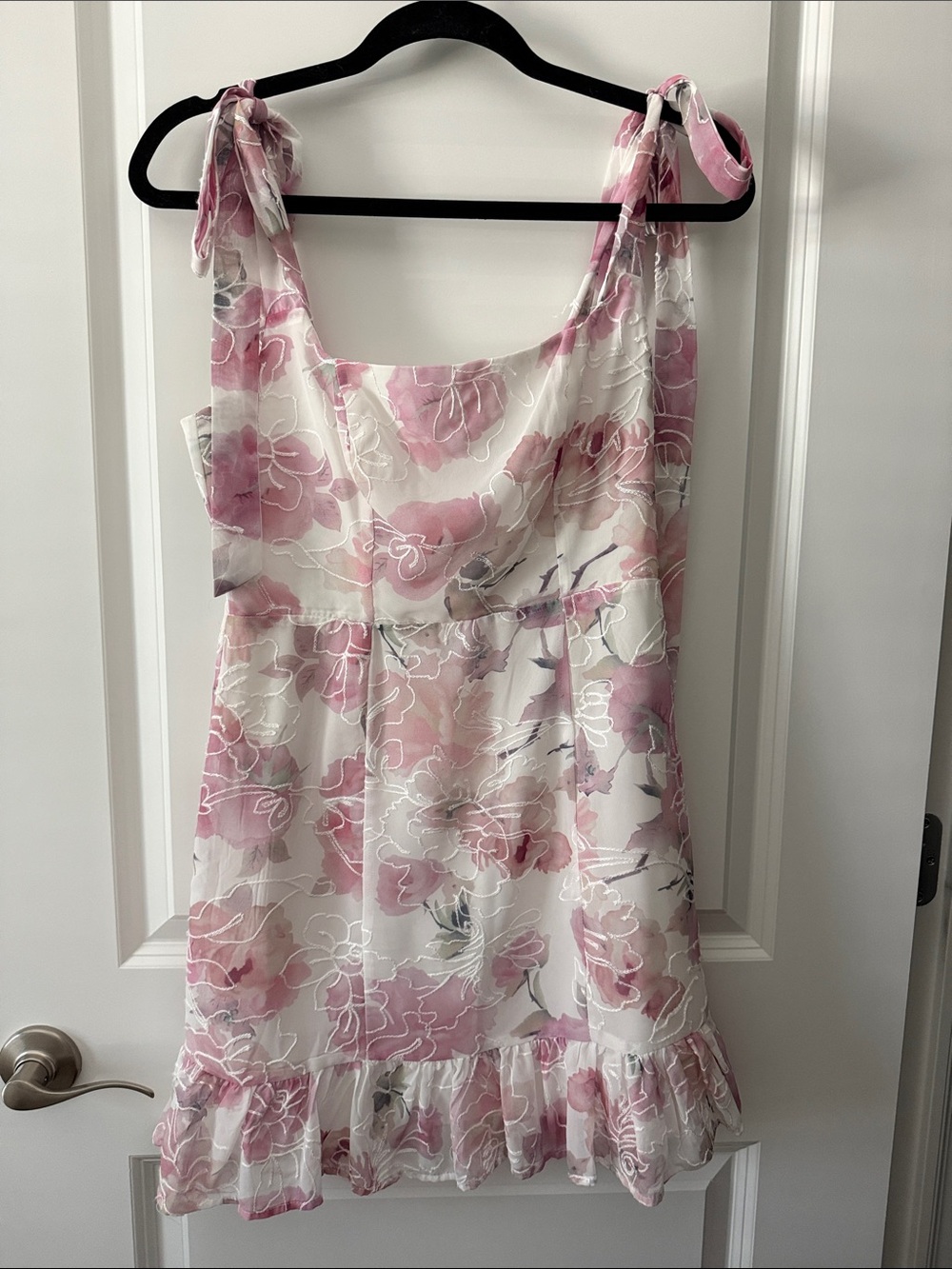 Lulus Pink Floral Tie-Shoulder Sundress